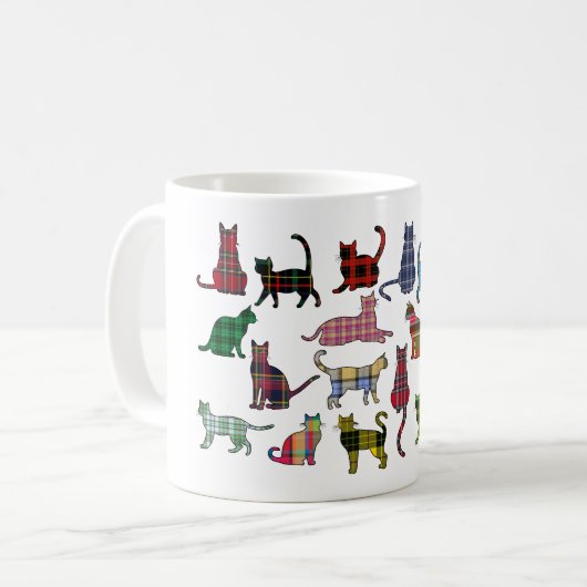 Tartan-Katzen Kaffeetasse (Vorderseite Links)