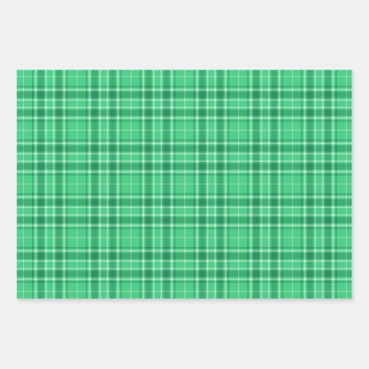 Tartan - Lebhaftes Medium Grün bis Dunkelgrün Geschenkpapier Set (Vorderseite)