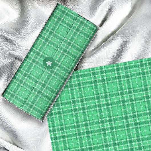 Tartan - Lebhaftes Medium Grün bis Dunkelgrün Seidenpapier