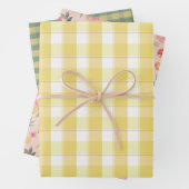 Tartan lemon yellow peach green set wrapping paper geschenkpapier set (Beispiel)
