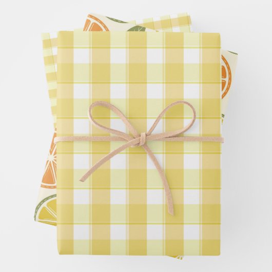Tartan lemon yellow set wrapping paper geschenkpapier set (Beispiel)