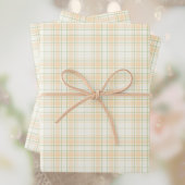 Tartan - Light Orange Sage Green-Extra Light Ivory Geschenkpapier Set