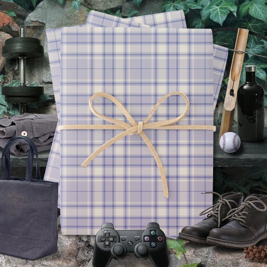Tartan - Mauve-Cement White-Dark Lila Geschenkpapier Set