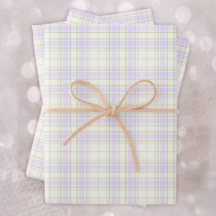 Tartan -Mauve Lila-Sage Grün-Extra Hell Ivory Geschenkpapier Set