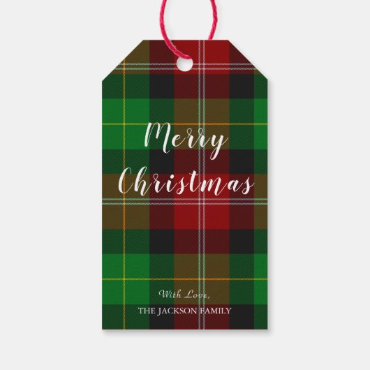 Tartan Merry Christmas Geschenkanhänger (Rückseite)