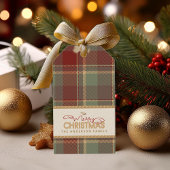 Tartan Merry Christmas Gold Frame ID1141A Geschenkanhänger
