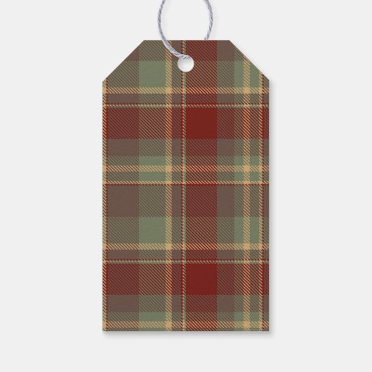 Tartan Merry Christmas Gold Frame ID1141A Geschenkanhänger (Rückseite)