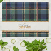 Tartan Merry Christmas Gold Frame ID1141B Geschirrtuch (Gefaltet)