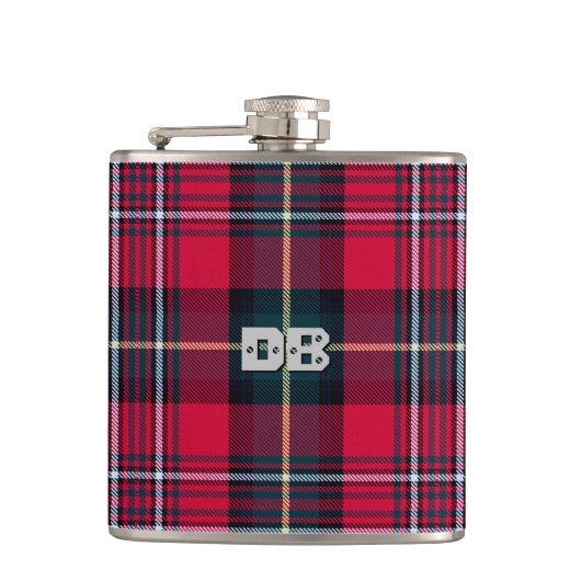 Tartan mit/aus Ihren Initialen(n) Flachmann (Vorderseite)