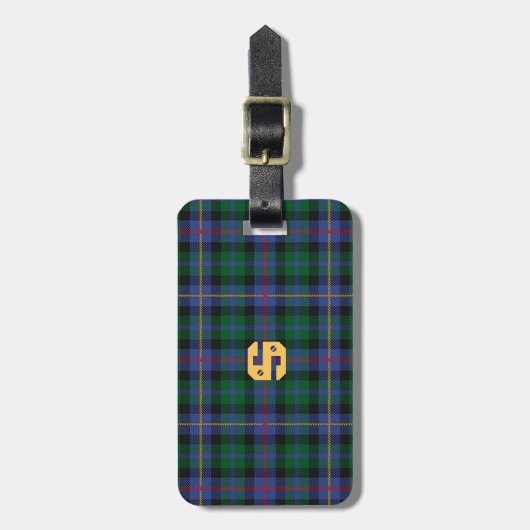 Tartan mit (oder ohne) Ihrem Initial Gepäckanhänger (Vorderseite vertikal)