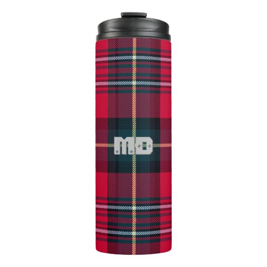 Tartan mit (oder ohne) Ihren Initialen Thermosbecher (Vorderseite)