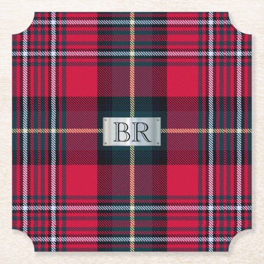 Tartan mit (oder ohne) Ihren Initialen Untersetzer (Vorderseite)