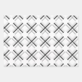 Tartan moderne Geometrie in Lilac weiß und schwarz Geschenkpapier Set