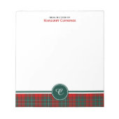 Tartan Monogram, Red and Green Clan Cummings Notizblock (Vorderseite)