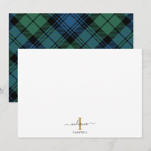 Tartan-Monogramm Anfangsbuchstabe Name Feiertag Ru Mitteilungskarte