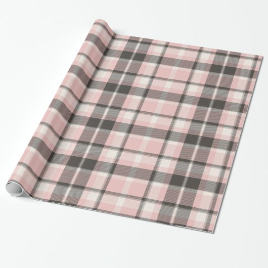 Tartan Muster10 Rosa und Grau ID210 Geschenkpapier (Ungerollt)