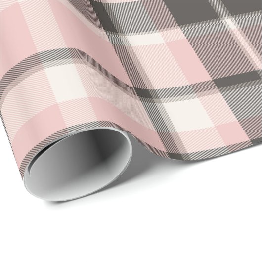 Tartan Muster10 Rosa und Grau ID210 Geschenkpapier (Rolleneckpunkt)