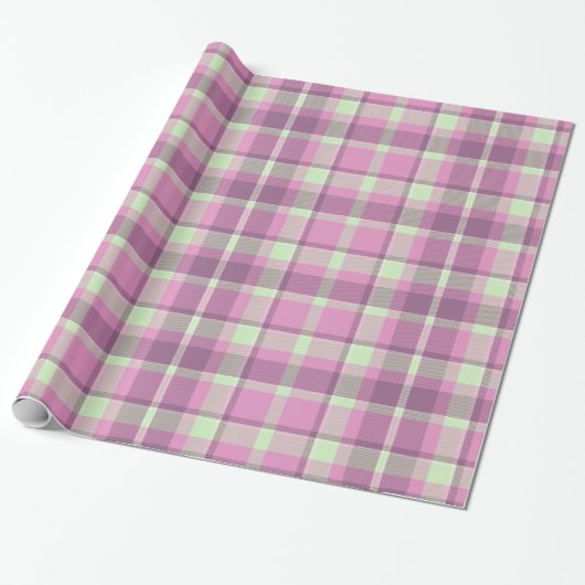 Tartan Muster1 Plum und weich grünes ID210 Geschenkpapier (Ungerollt)