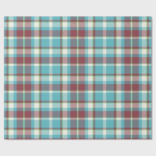 Tartan Muster4 Türkis und Rot ID210 Geschenkpapier (Flach)