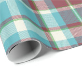 Tartan Muster4 Türkis und Rot ID210 Geschenkpapier (Rolleneckpunkt)
