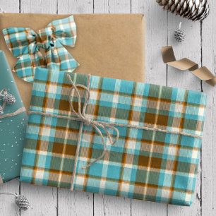 Tartan Muster5 Türkis und Gold ID210 Geschenkpapier