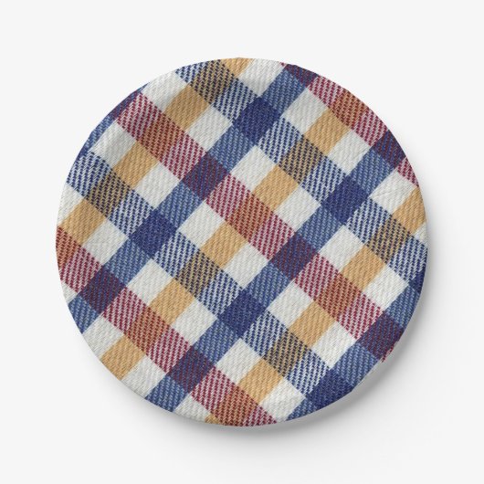 Tartan Muster in mehrfarbigen Farben Pappteller (Vorderseite)