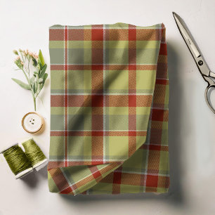 Tartan Muster Olive Green and Red ID210 Stoff