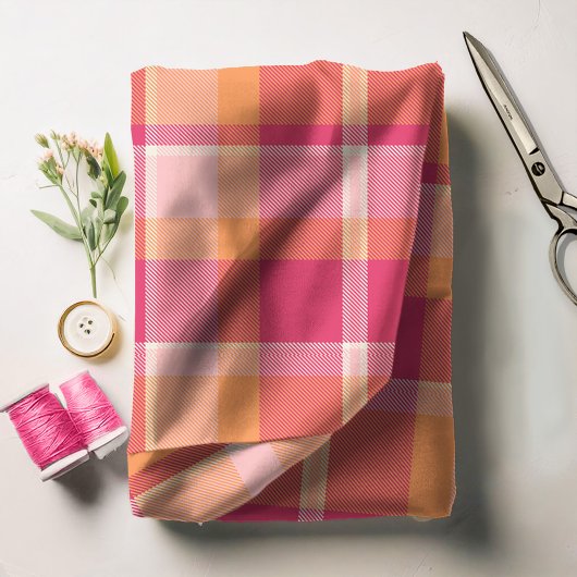 Tartan Muster Orange und Pink ID210 Stoff