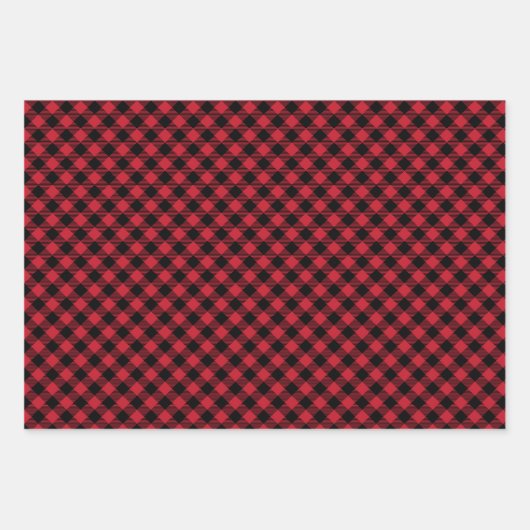 Tartan Muster Rot Schwarz-weiß Elegant Klassisch Geschenkpapier Set (Vorderseite 3)