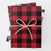 Tartan Muster Rot Schwarz-weiß Elegant Klassisch Geschenkpapier Set (Beispiel)