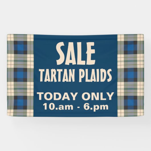 Tartan-Muster - traditionelles blaues Beige Banner (Horizontal)
