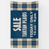 Tartan-Muster - traditionelles blaues Beige Banner (Vertikal)