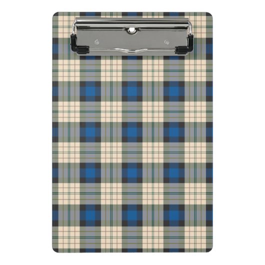 Tartan-Muster - traditionelles blaues Beige Mini Klemmbrett (Vorderseite)