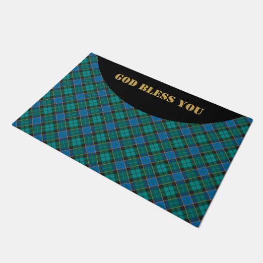 Tartan-Muster - traditionelles blaues Grün Fußmatte (Schrägansicht)