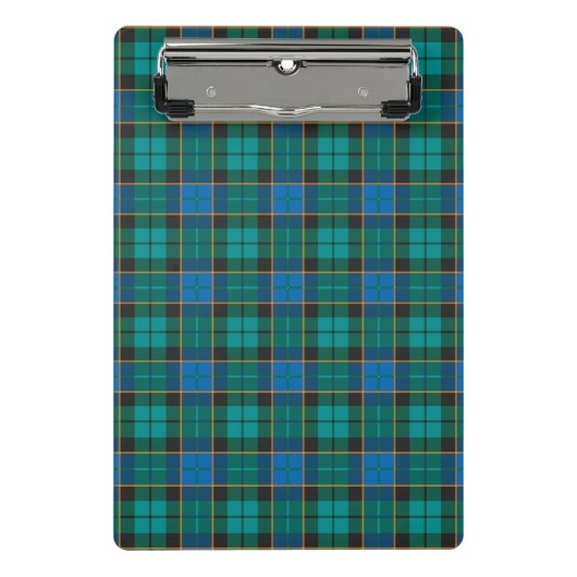 Tartan-Muster - traditionelles blaues Grün Mini Klemmbrett (Vorderseite)