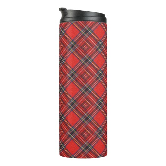 Tartan-Muster - traditionelles rotes Gewebe Thermosbecher (Nach rechts gedreht)