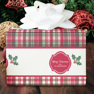 Tartan-Muster und personalisierte Weihnachten mit  Geschenkpapier