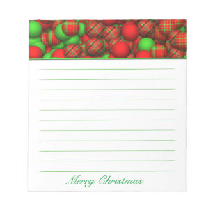 Tartan-Muster-Weihnachtsbaum-Ornamente Notizblock