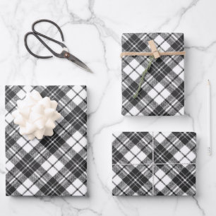 Tartan Musterferien Weihnachten Schwarz-weiß Geschenkpapier Set