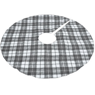 Tartan Musterferien Weihnachten Schwarz-weiß Polyester Weihnachtsbaumdecke
