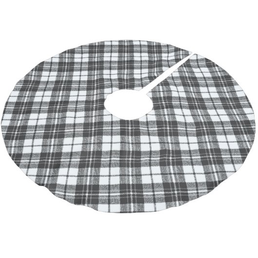Tartan Musterferien Weihnachten Schwarz-weiß Polyester Weihnachtsbaumdecke (Schrägansicht)