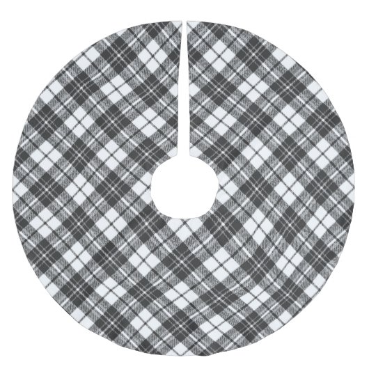 Tartan Musterferien Weihnachten Schwarz-weiß Polyester Weihnachtsbaumdecke (Vorderseite)
