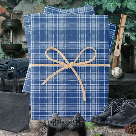 Tartan - Navy bis Light und Medium Blue Geschenkpapier Set