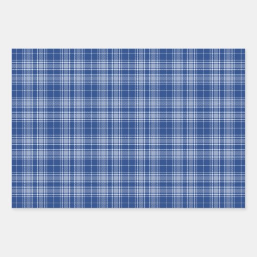Tartan - Navy bis Light und Medium Blue Geschenkpapier Set (Vorderseite)
