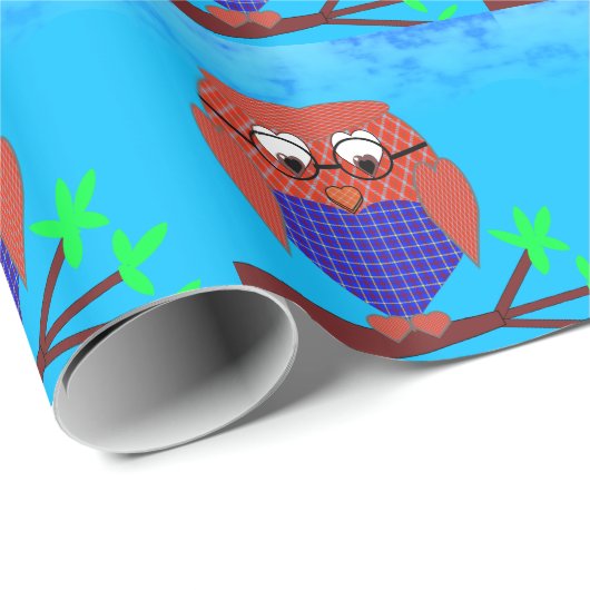 Tartan Owl Geschenkpapier (Rolleneckpunkt)