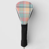 Tartan Pastels Peach Mint Lemon Stilvolles Muster Golf Headcover (Vorderseite)