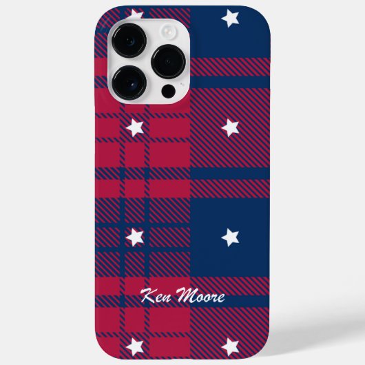 Tartan - Patriotic - Red Blue White Stars Case-Mate iPhone Hülle (Rückseite)