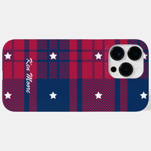 Tartan - Patriotic - Red Blue White Stars Case-Mate iPhone Hülle (Rückseite (Horizontal))