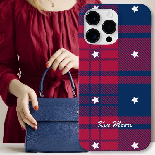 Tartan - Patriotic - Red Blue White Stars Case-Mate iPhone Hülle