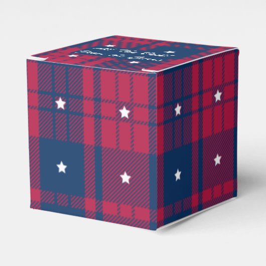 Tartan - Patriotic - Red Blue White Stars Classic Geschenkschachtel (Vorderseite)